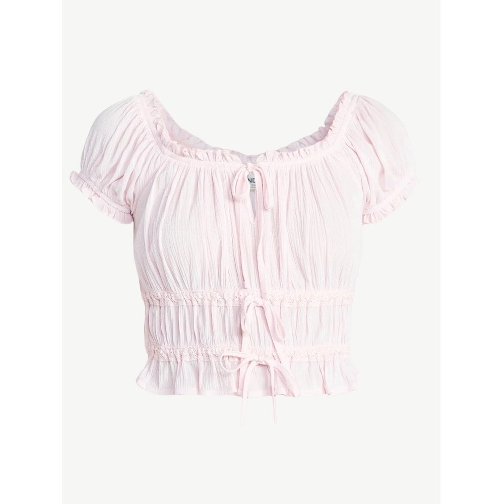 Pink Smocked Crop Top and Tiered Mini Skirt Two Piece Set Coquette - Picture 4 of 4